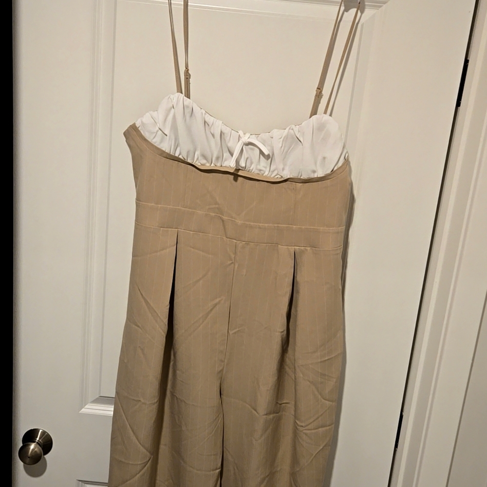 Stylish Tan and White Jumpsuit